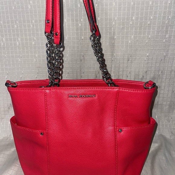 EUC Dana Bachman Red Leather Crossbody Handbag - Picture 1 of 12